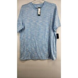 01 Algo Men's Blue Large Spacedye Performance Short Sleeve Crewneck Shirt NWT